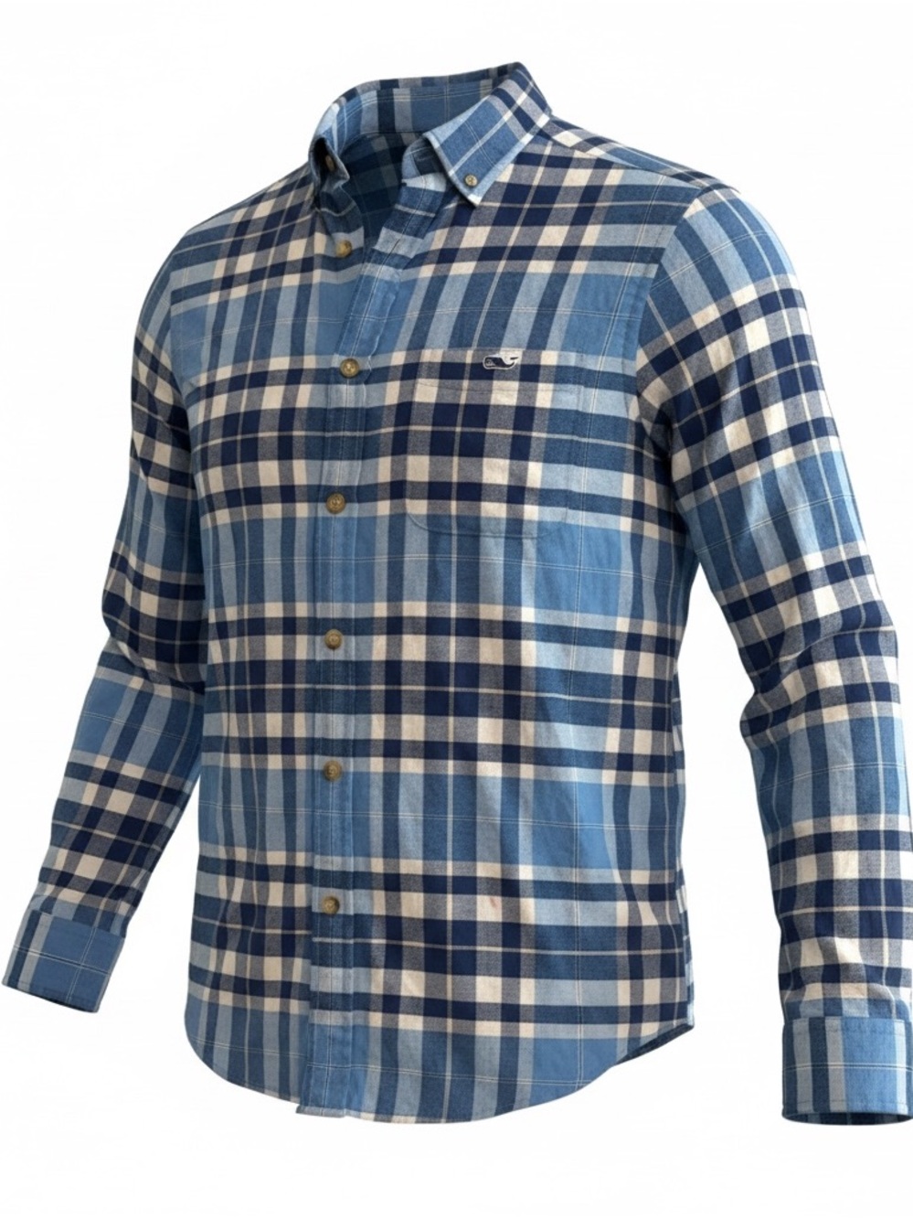 Vineyard Vines Blue and White Plaid Button-Down Shirt